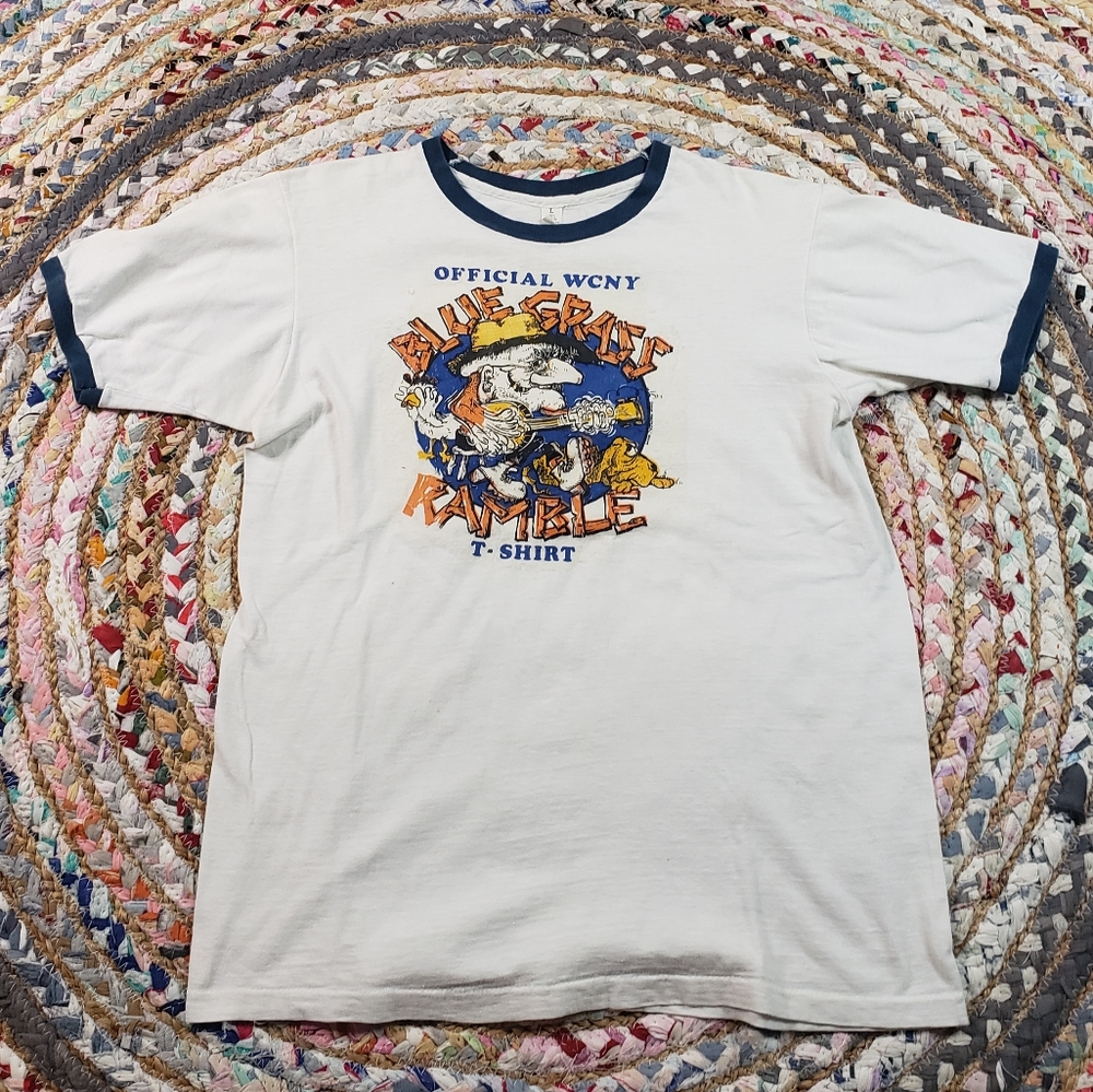 Vintage 80s WCNY Blue Grass Ramble ringer tee